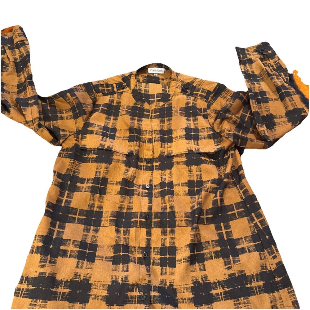 Calvin Klein Women’s Brown And Black Button Up Medium